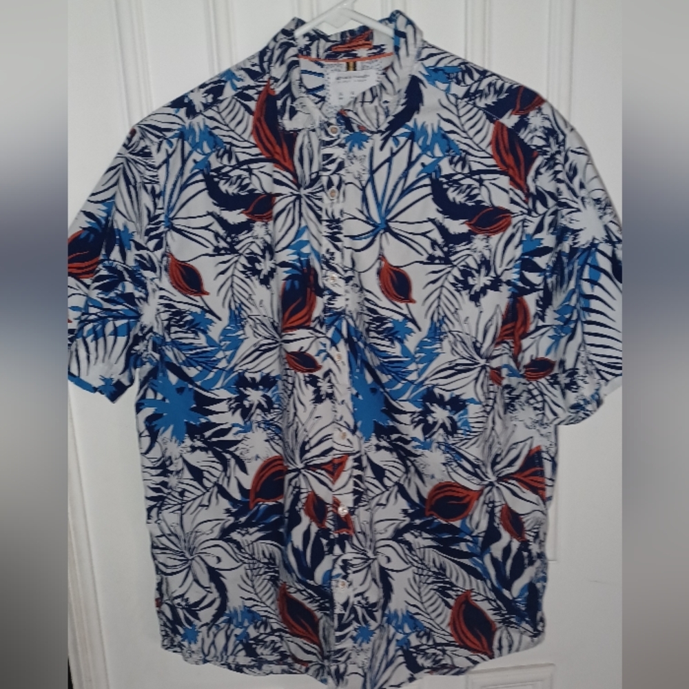 Denim & Flower Mens Button Up Shirt Short Sleeve  XL 44